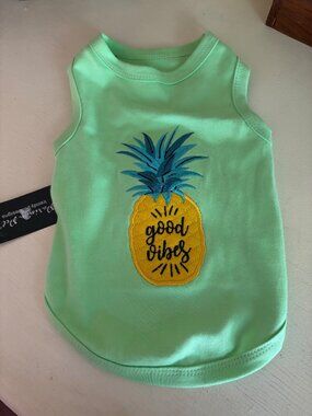 Clothing Dog Apparel Parisan Pet Brand "Good Vibes" Tank Green Size Medium Embro